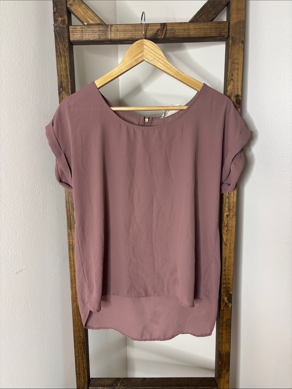 Pink Rose Dusty Rose Short Sleeve Blouse Size M